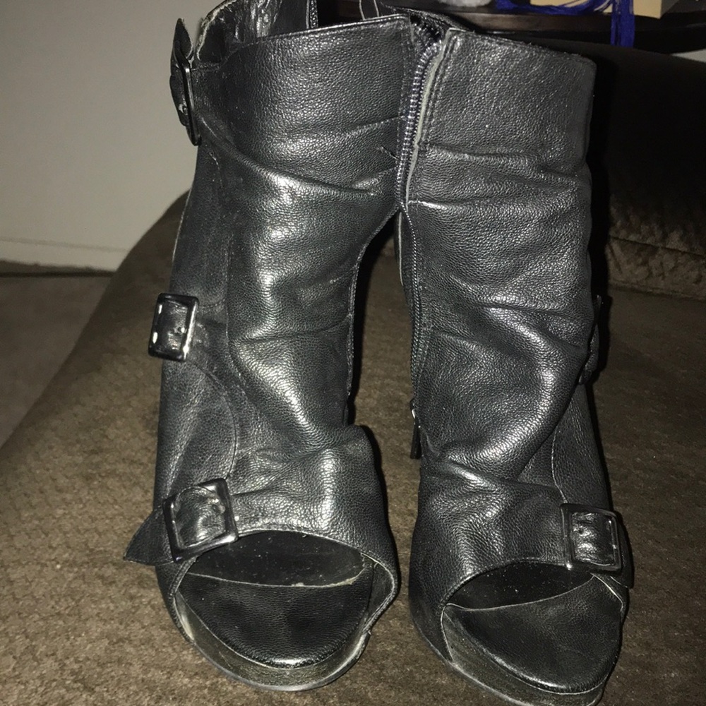 Steve Madden Peep Toe Black Booties (NO BOX)
